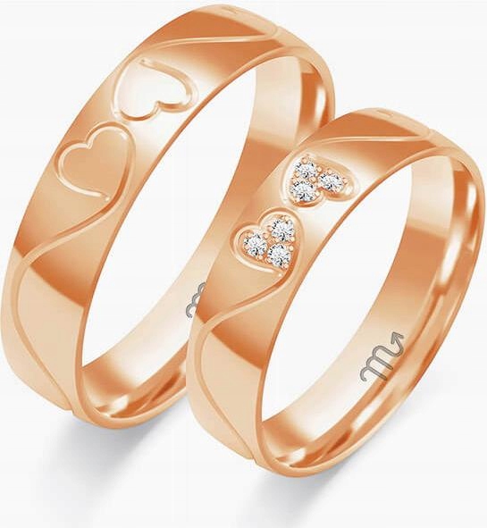 Snubní prsten z růžového zlata pro svatba 585 r 17 18 19 klasický gravírování model