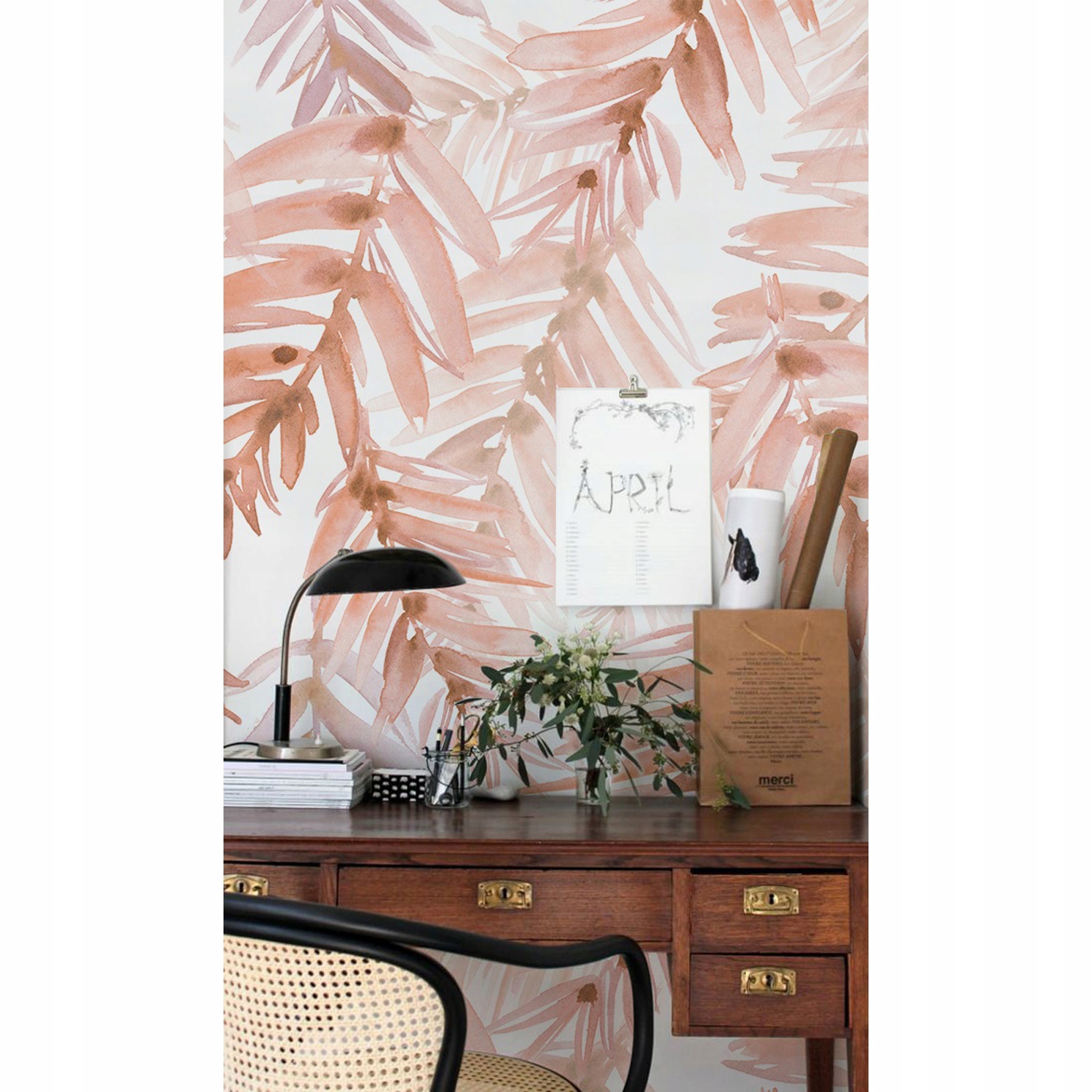 

Tapeta na ścianę Monochromatyczne liście 250x250cm