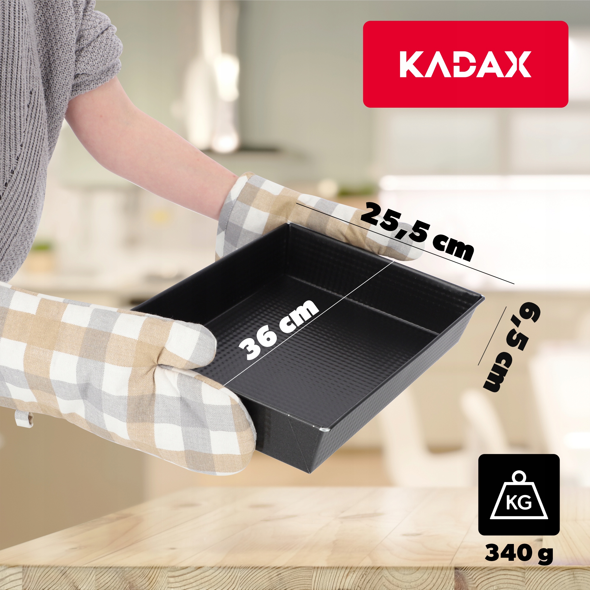 BLACHA FORMA DO PIECZENIA CIASTA NIEPRZYWIERALNA PROSTOKĄTNA 36x25x6 Marka Kadax