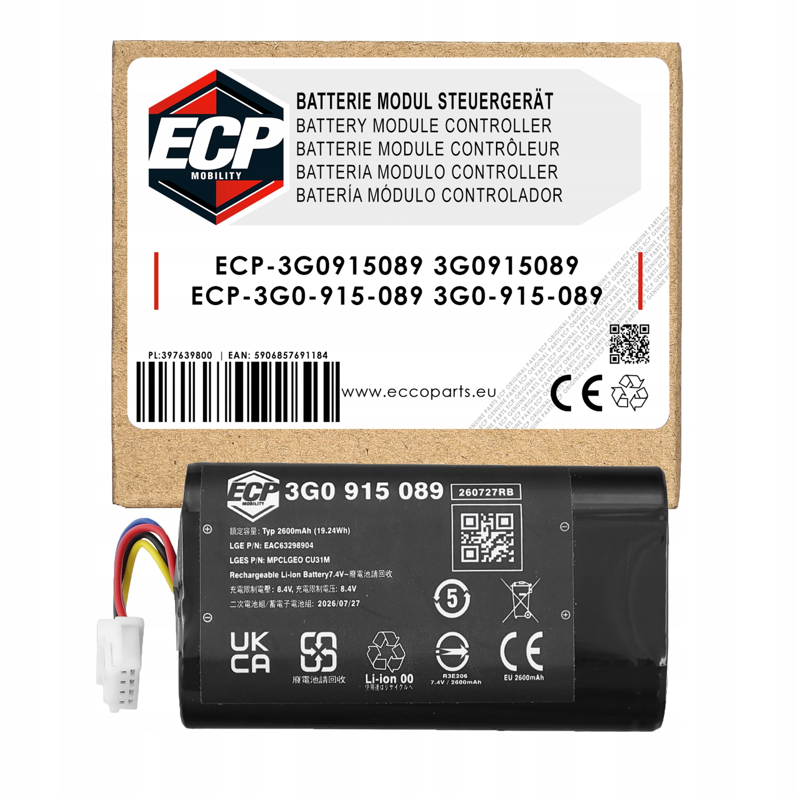 3G0915089 Akumulátor Baterie Sos Služeb Vw Audi Seat Skoda 2600 mAh