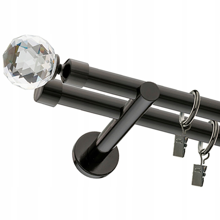 

Karnisz Crystal Czarny Podwójny 19+19mm 160 cm