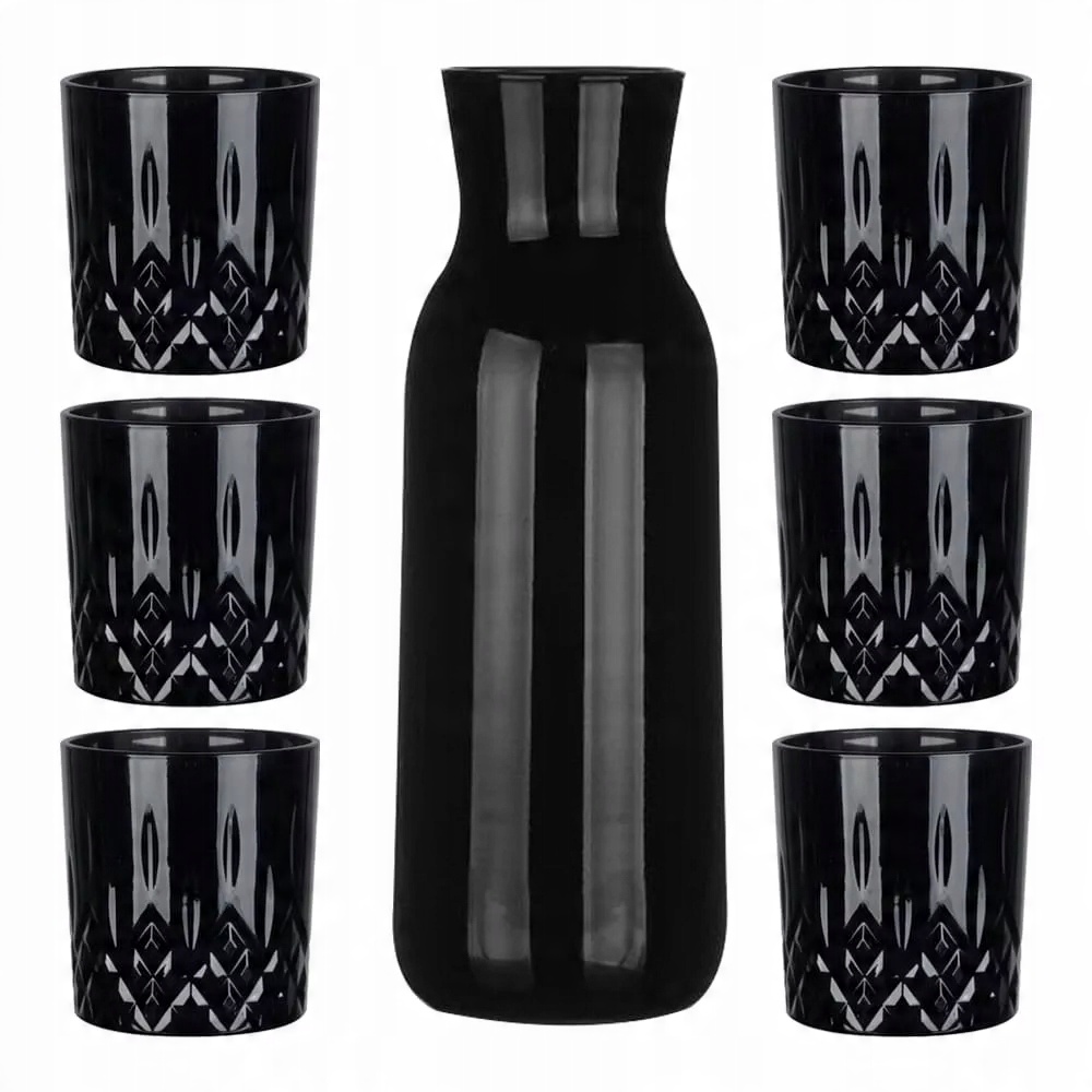 

Karafka 1l 6 szklanek 280ml zestaw czarne szkło
