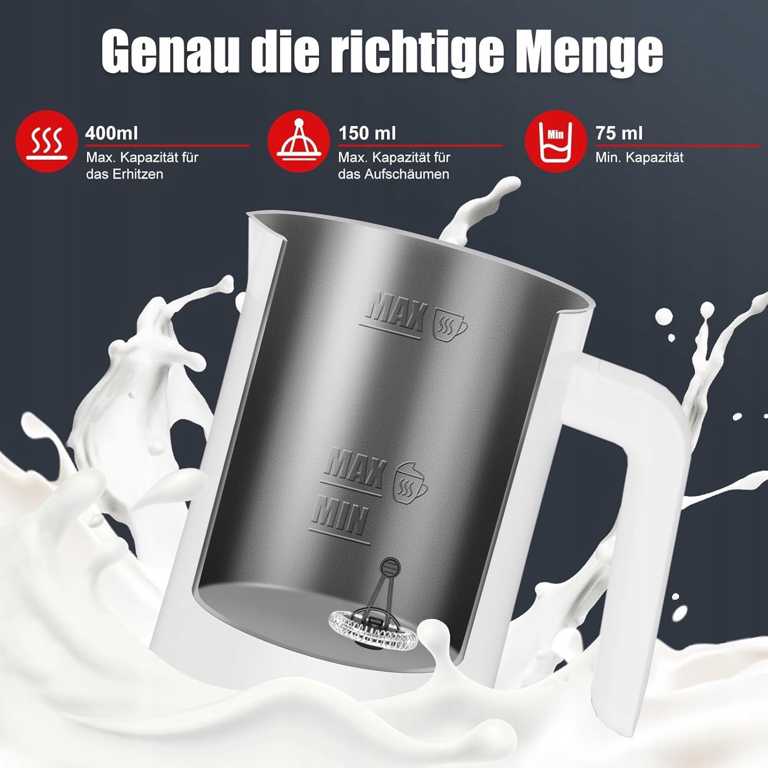 Spieniacz Do Mleka 400Ml Elektryczny 4W1 Biały Spieniarka Model SS-003