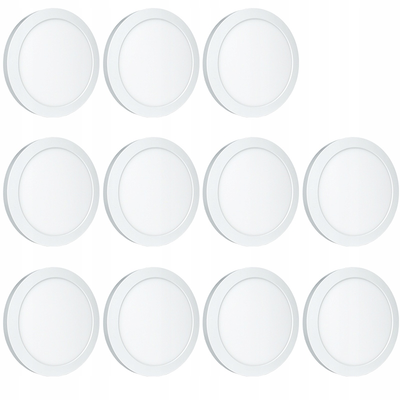 11x Mocny Jasny Panel Sufitowy Led Okrągły Biały Plafon Lampa 3 Barwy 18W