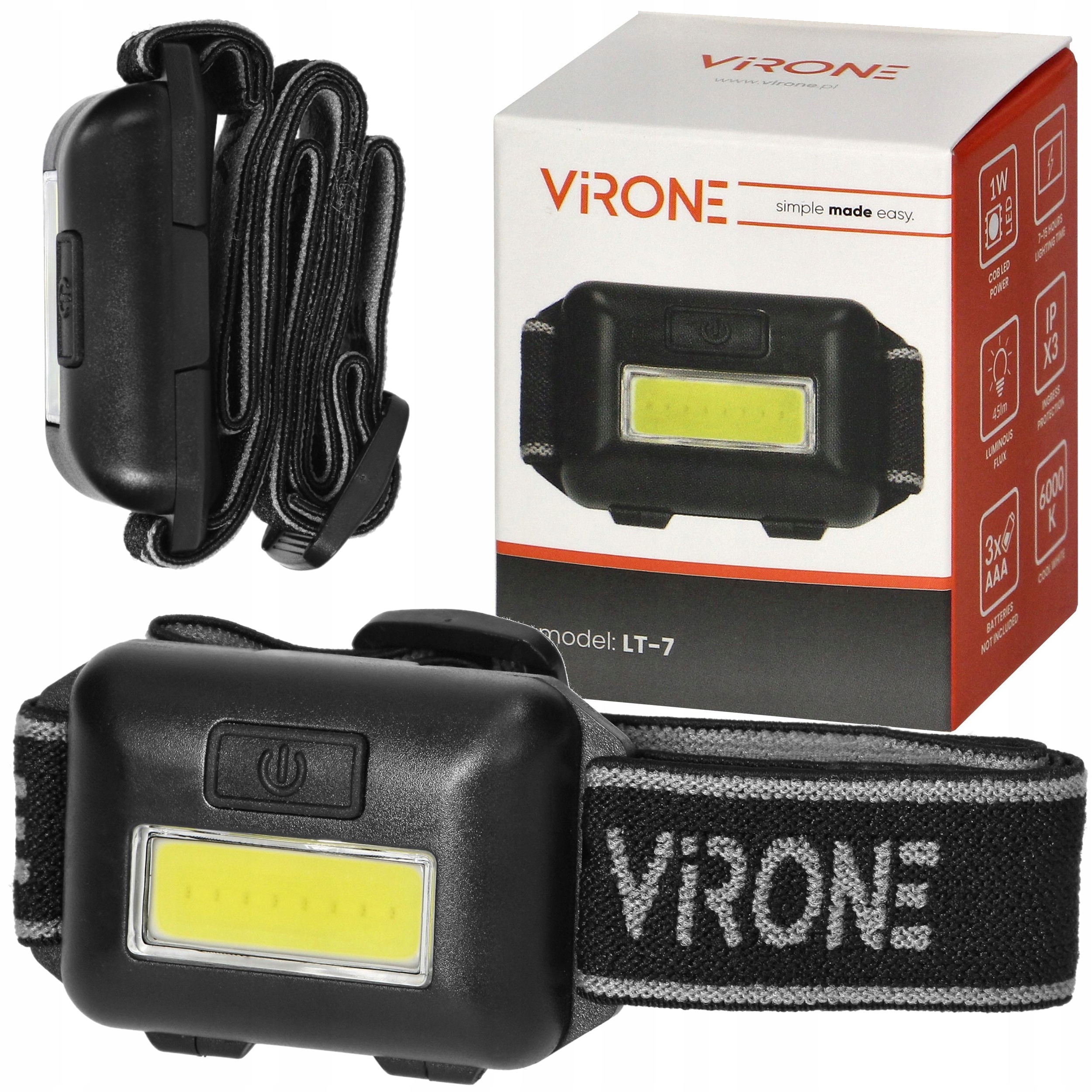 LATARKA CZOŁOWA LED REFLEKTOR LAMPA NA GŁOWĘ CZOŁÓWKA COB ROBOCZA TURYSTYCZ