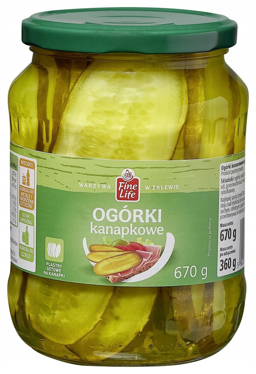 Konzervované okurky v plátcích v nálevu 670 g Fine Life