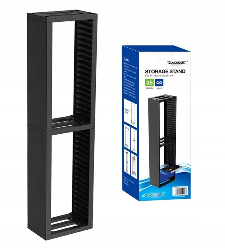Pionowa podstawka stojak na gry na 36 pudełek gier PS3 PS4 PS5 czarny