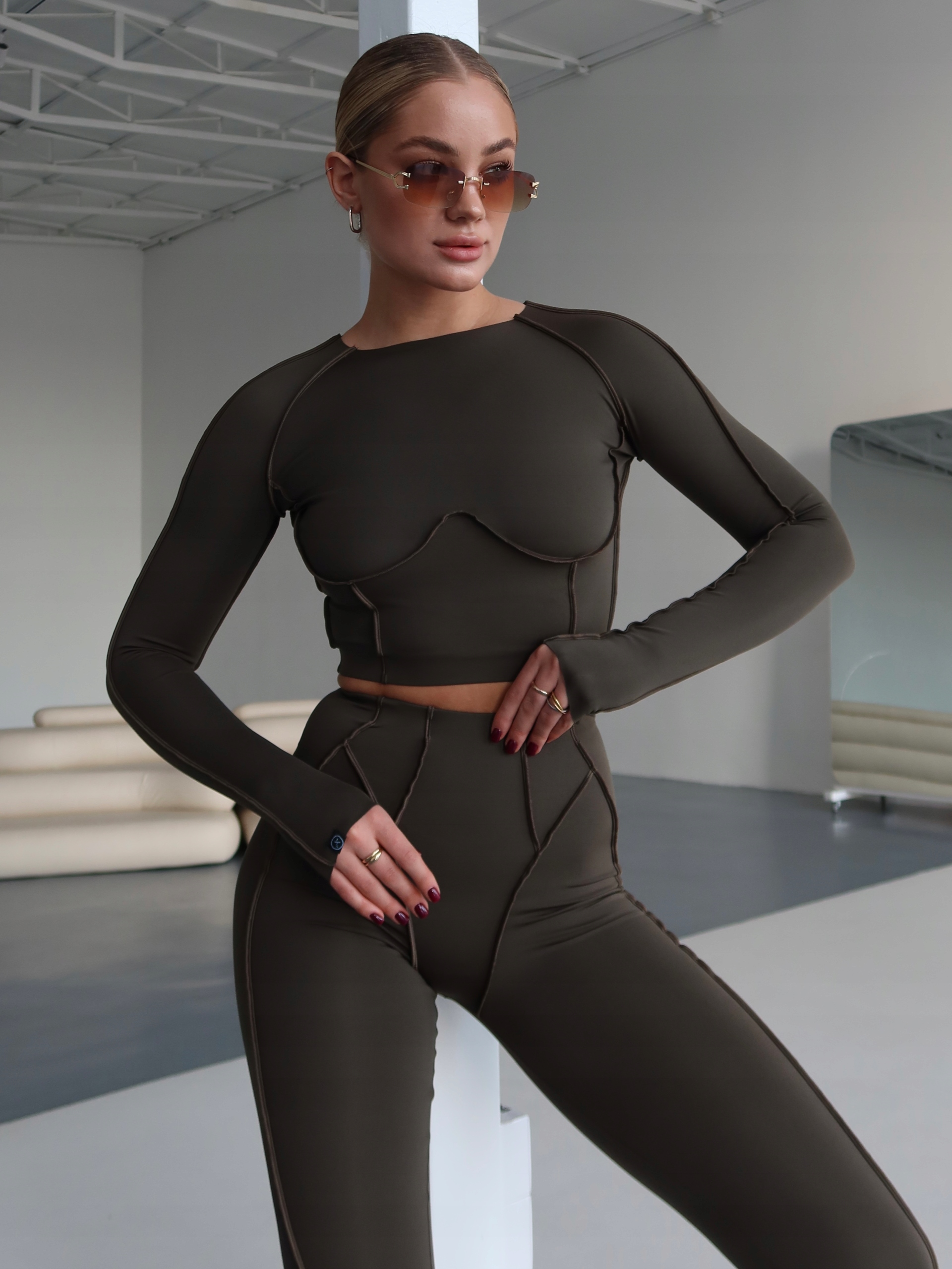 Komplet sportowy Leginsy sportowe Z Wysokim Stanem Xs