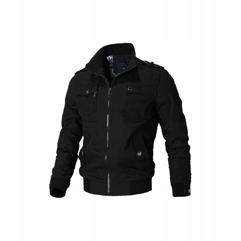 Pánská bunda se stojáčkem s přechodem tepla, pohodlná, elegantní, černá, zip