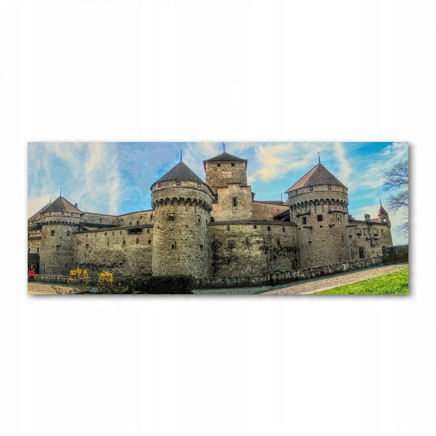 

Foto obraz szkło akryl Zamek w Szwajcarii 125x50cm