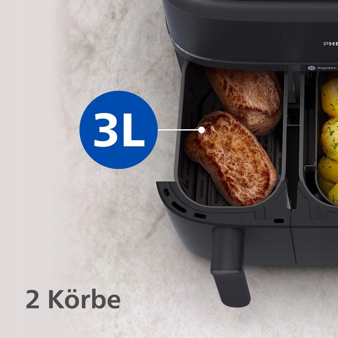 PHILIPS Airfryer 5000, Dual Basket 9L, 19 Functions, 90% Less Fat — miniatura 3