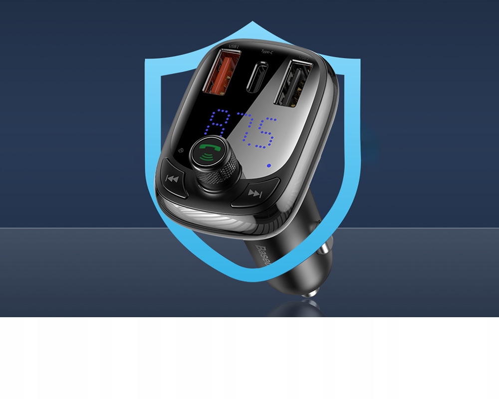 BASEUS TRANSMITER FM BLUETOOTH SZYBKA ŁADOWARKA 3x USB USB-C 36W PD QC 3.0 Źródło sygnału inne