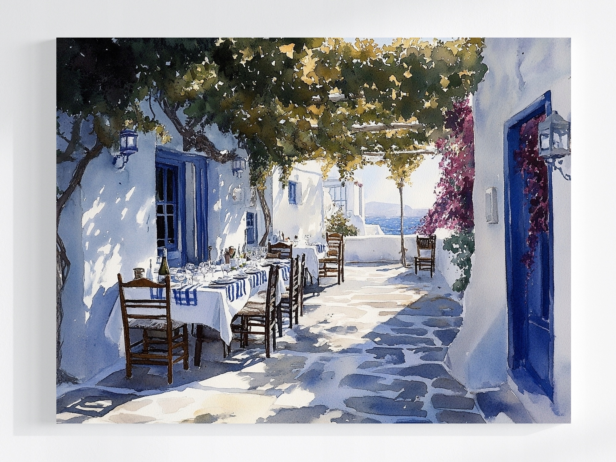 Obraz Na Plátně Canvas Středomořská Terasa Řecko Léto Akvarel 80x60