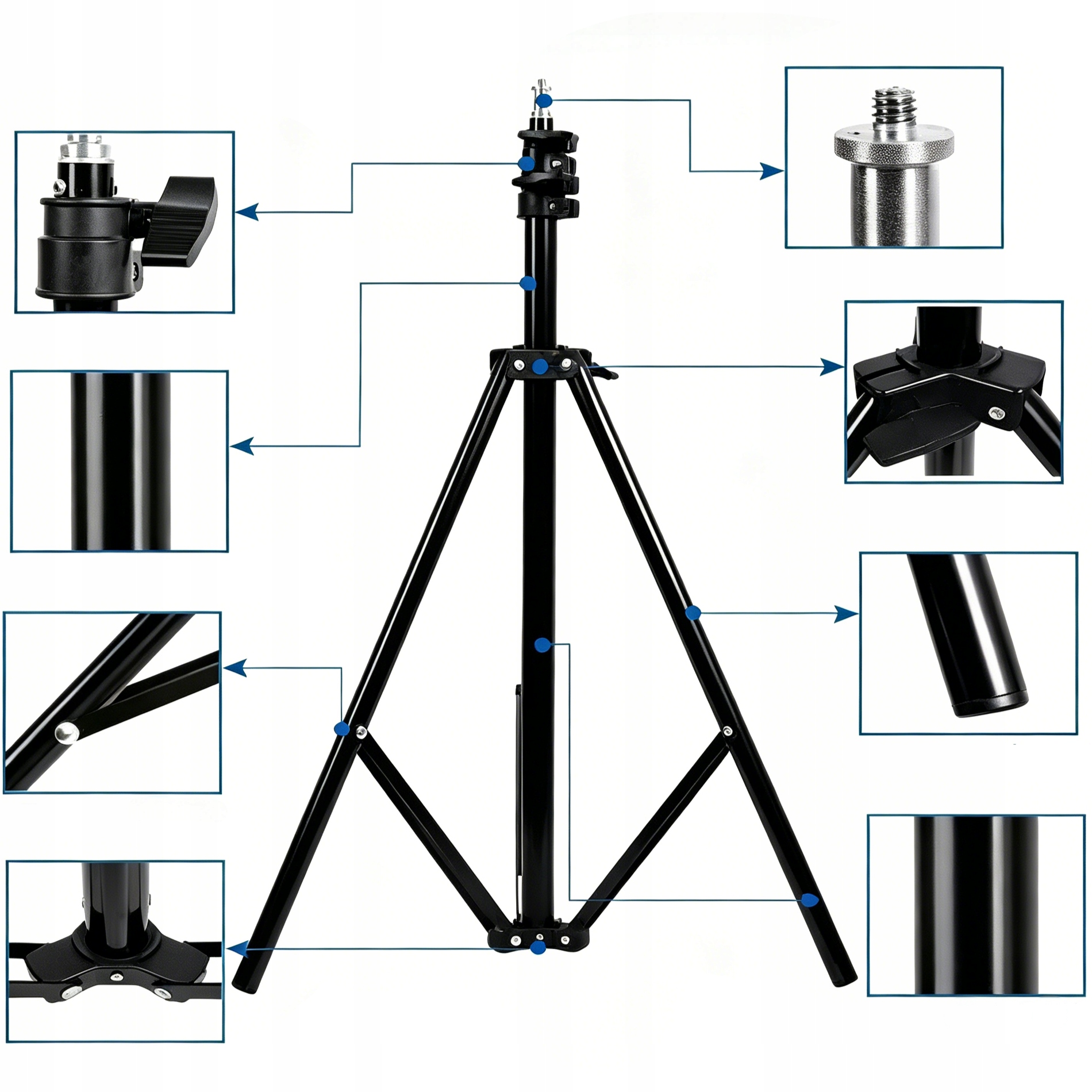 Profesionální studiový stativ 290 cm 16 mm 1/4'' taška hlava