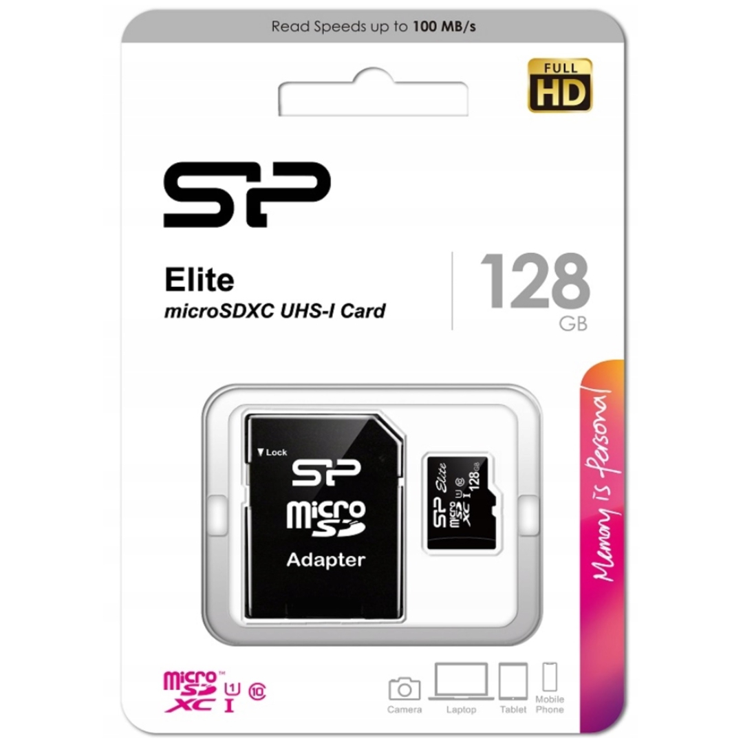 Karta pamięci microSDXC Silicon Power Elite 128GB Class 10 UHS-I U1+adapter Stan opakowania oryginalne