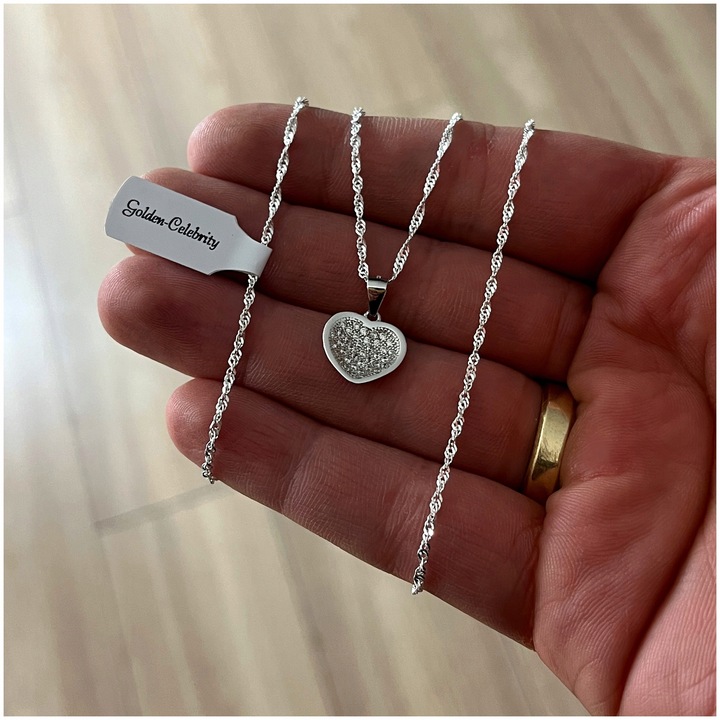 SREBRNA ZAWIESZKA WISIOREK SERCE SERDUSZKO Z CYRKONIAMI SREBRO 925 RODOWANA Kod producenta Srebrna zawieszka dla chłopca dziewczynki 925