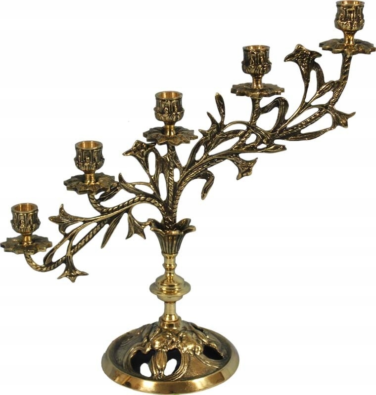 Zlatý mosadzný svietnik dekorácia ako darček