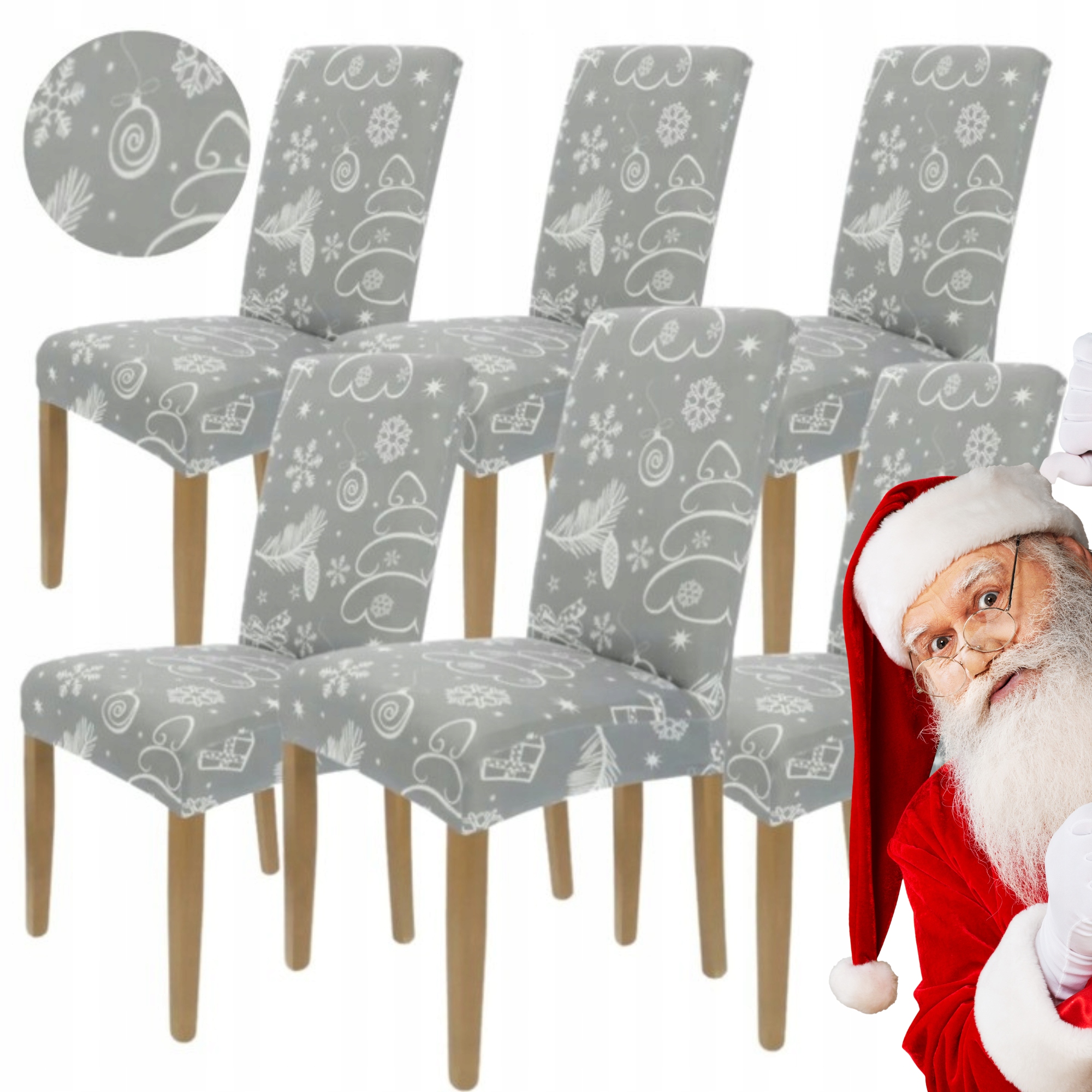 6 Ks Vánoční Potah Na Židli Sváteční Dekorace Elastické Potahy
