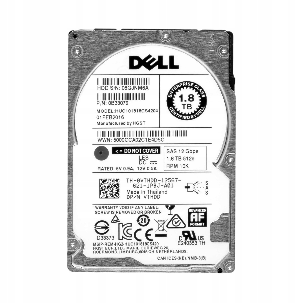 Dell 0VTHDD 1,8 Tb 10K 128 Mb SAS-3 2,5'' HUC101818CS4204