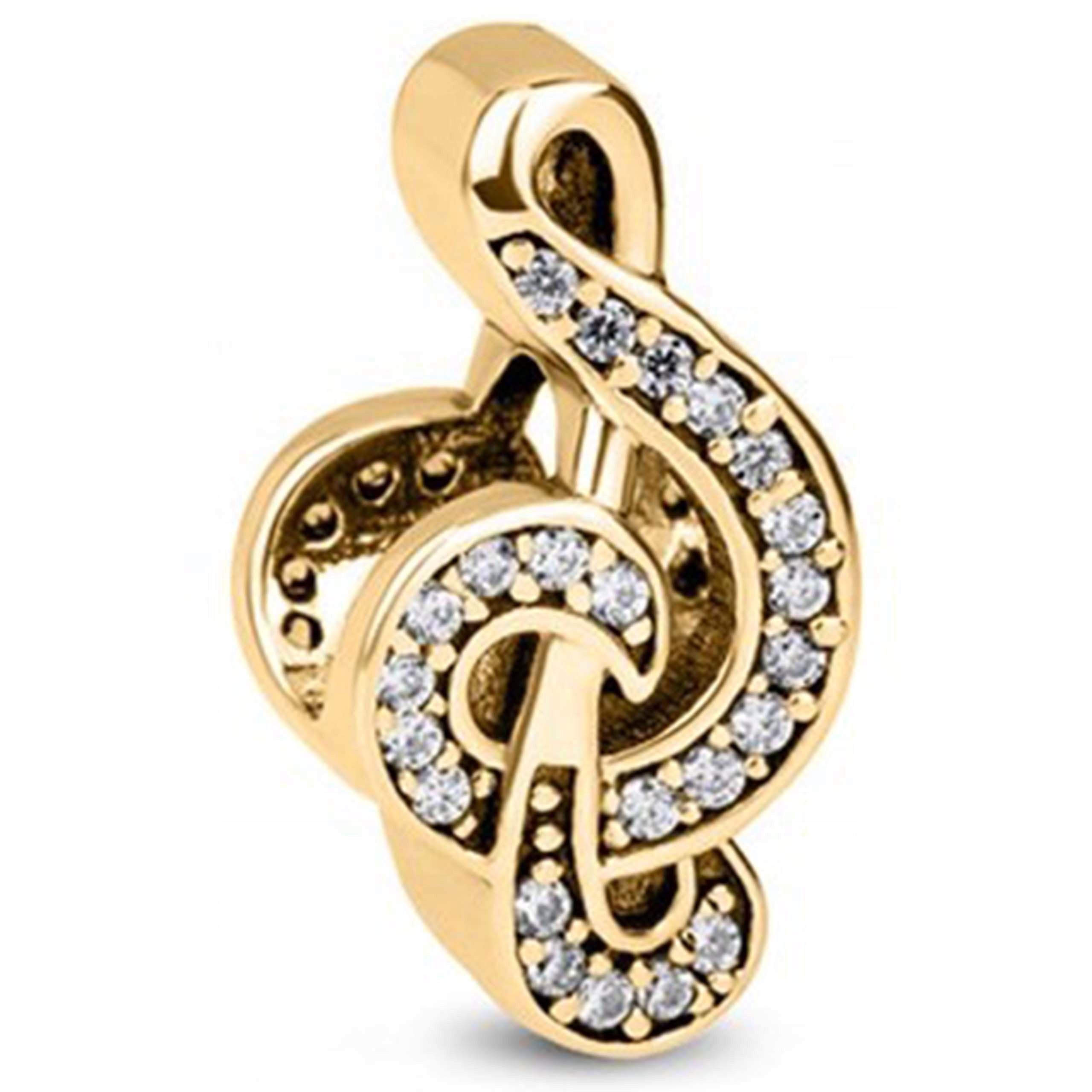 Zlatý přívěsek Violinový klíč s zirkony Nutka Hudba Stříbro 925