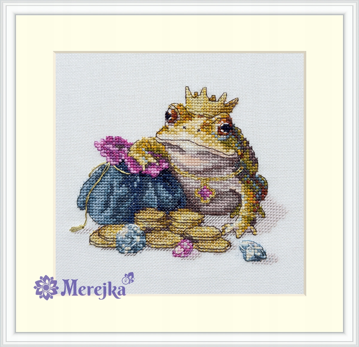 Sada pro křížkovou výšivku K-280A "Zlatá ropucha" 11x12 cm