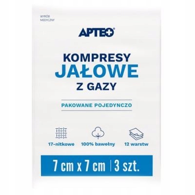 

Apteo Care Kompresy z gazy jałowe 7x7 cm 3 sztuki