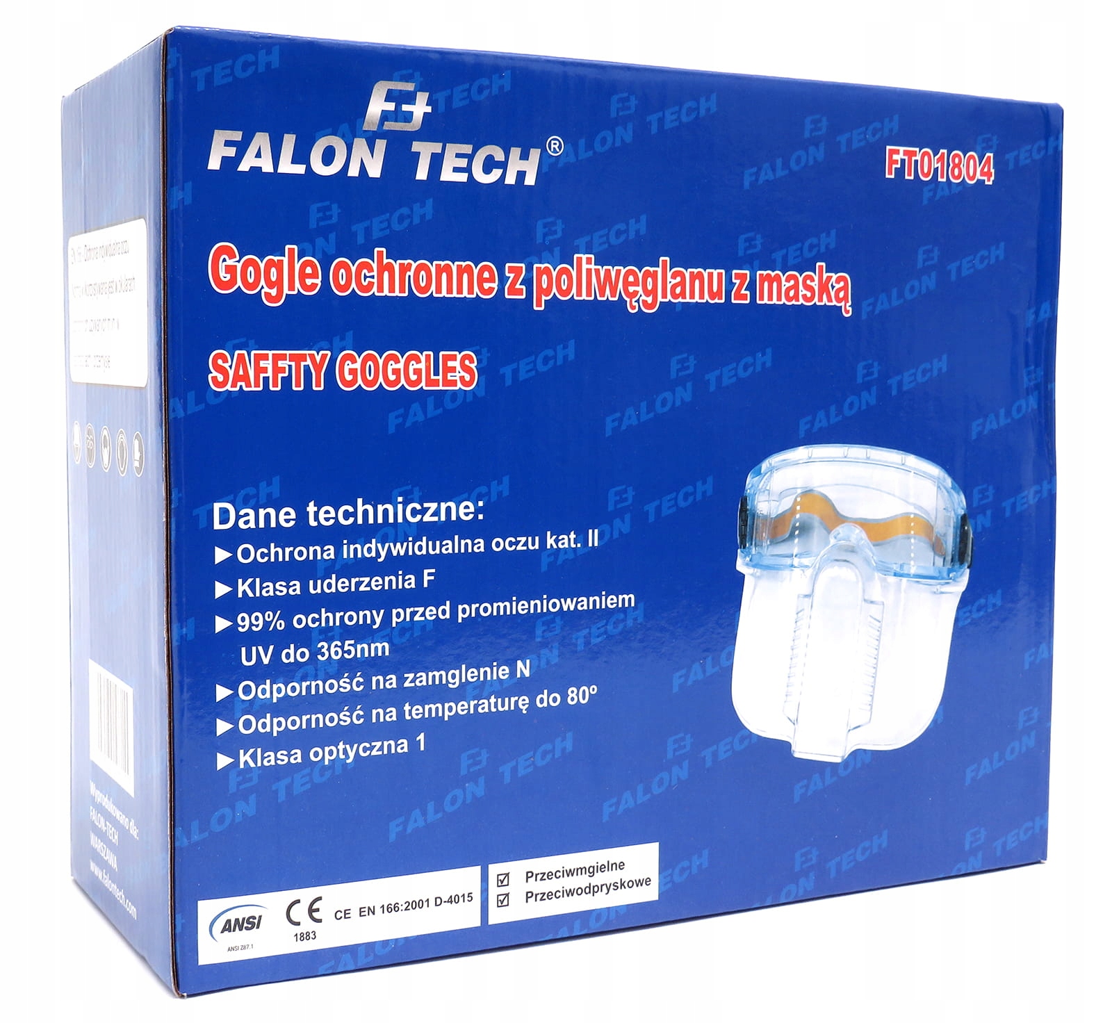 GOGLE OCH. Z MASKĄ PRZECIWODPRYSKOWE Z POLIWĘGLANU Model FT01804