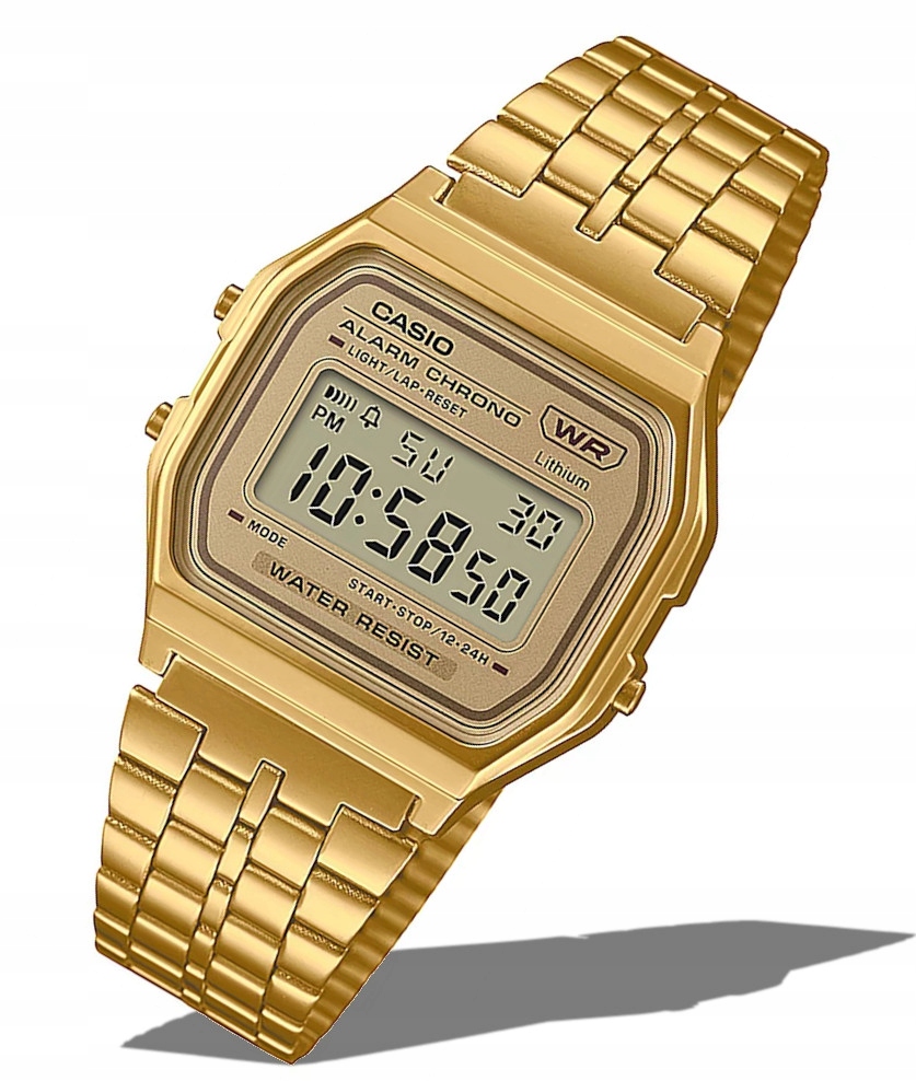 „Zlaté“ hodinky Casio Vintage A158WETG Retro krabička s kabelkou