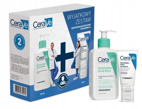 CeraVe zestaw oczyszczający żel do mycia 236 ml krem do twarzy Spf 50 52 ml