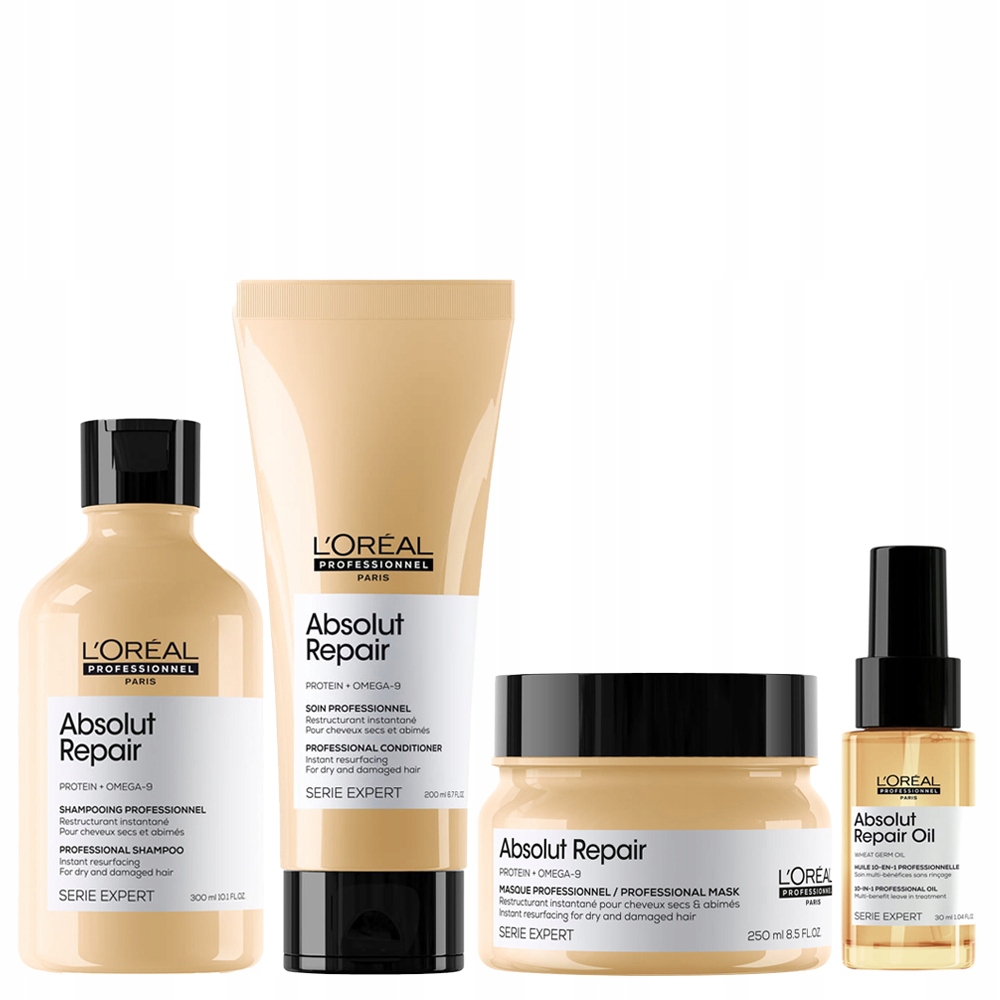 L'Oreal Absolut Repair zestaw włosy zniszczone szampon odżywka maska olejek