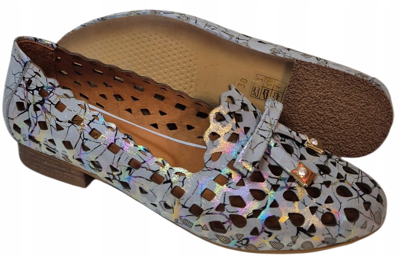 Modo 944 100 Ažurové baleríny Modré-opalující kůže vel.38