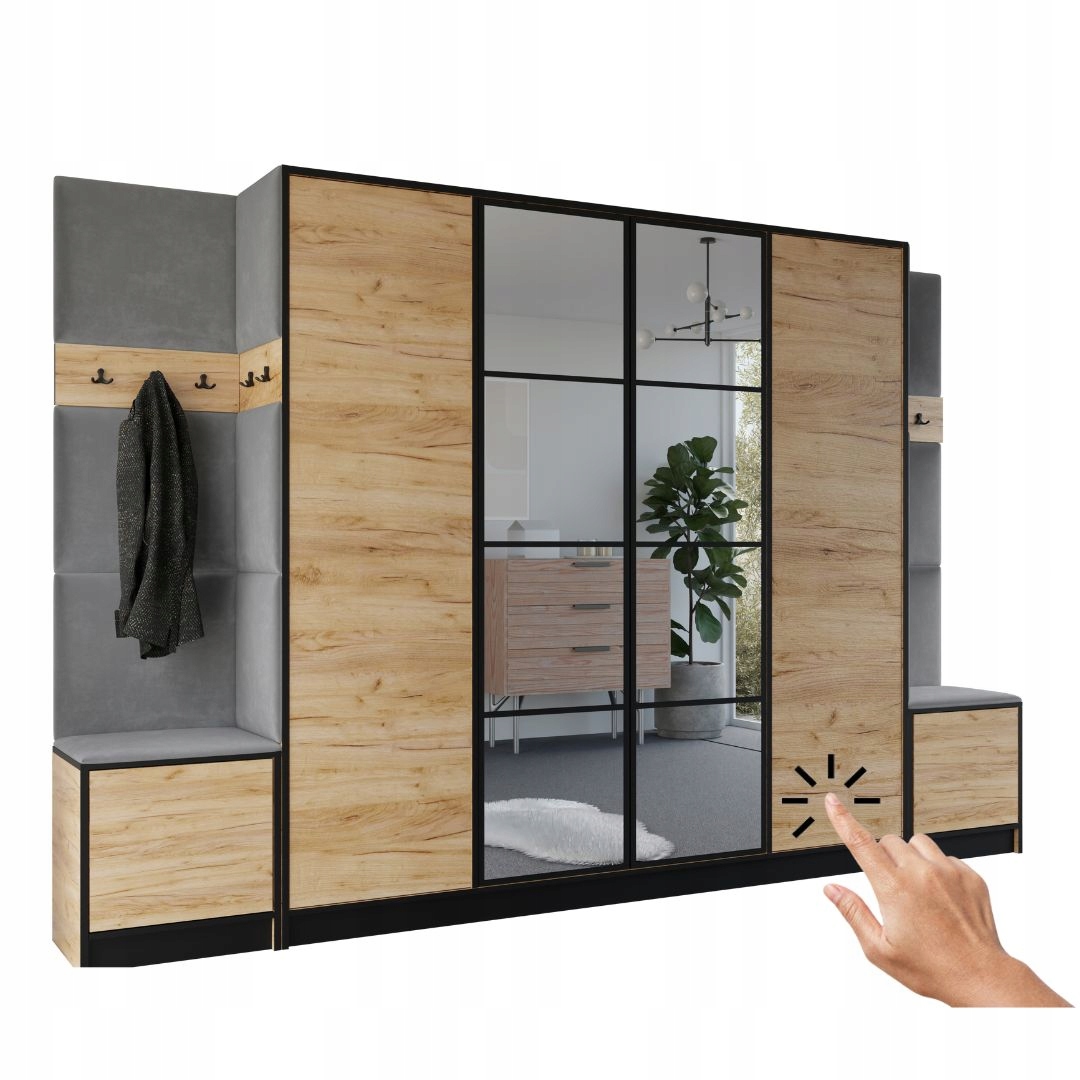 Šatní skříň Costa 17 dub craft zlatý šedá tkanina Vzor 1