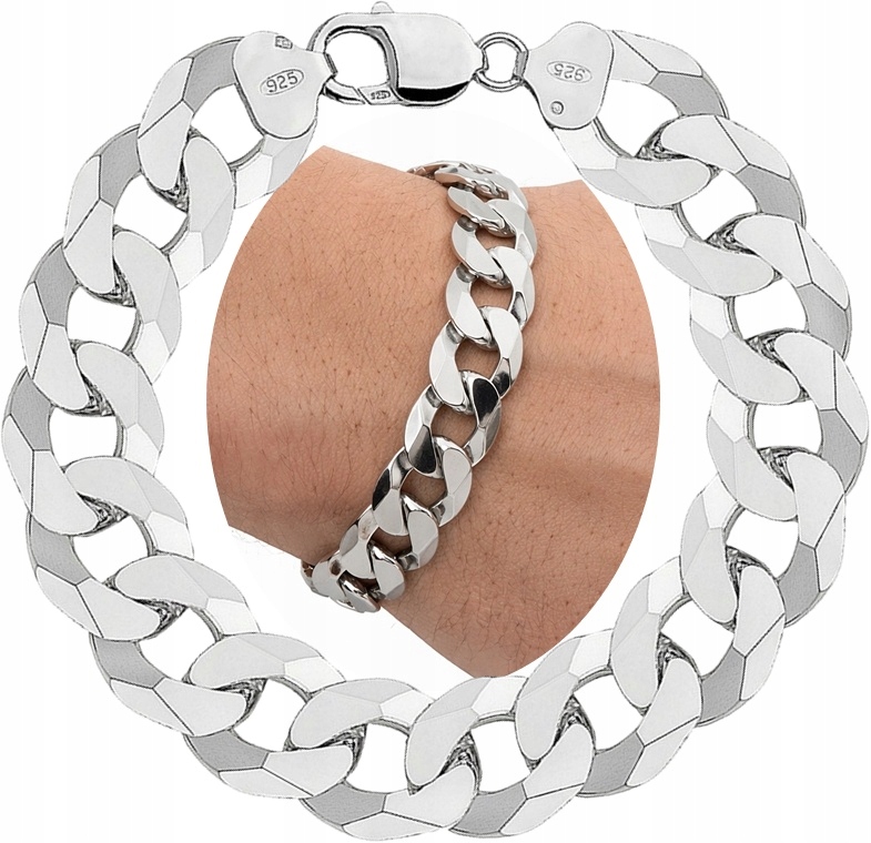 Bransoletka Srebrna Pancerka Pełna Diamentowana 1,50 cm pr925 Grawer