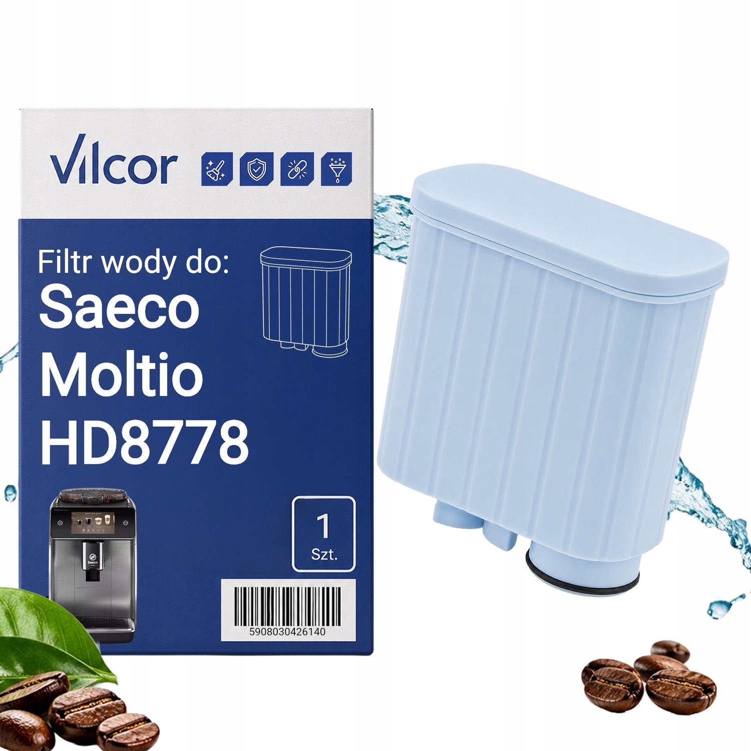Filtr Do Ekspresu Saeco Moltio HD8778 Ciśnieniowy, Wydajny, Wody, Ochrona
