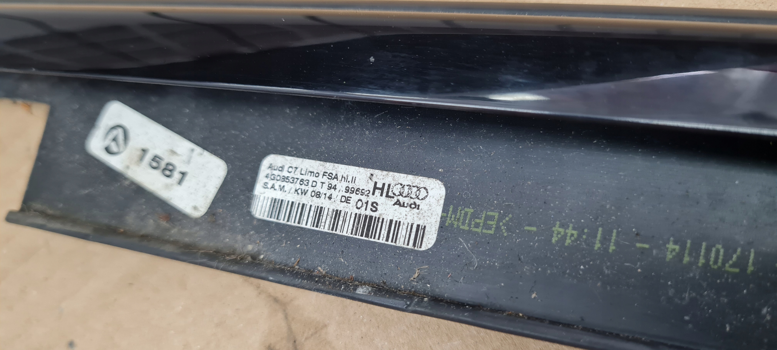 A6 C7 4G moulding dust left rear part SLINE black BLACK 4G0853763A