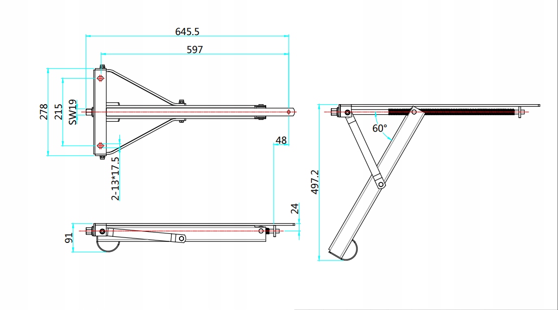 Podpora składana wykręcana Przyczepy kempingowej 1000kg 500mm Marka Knott