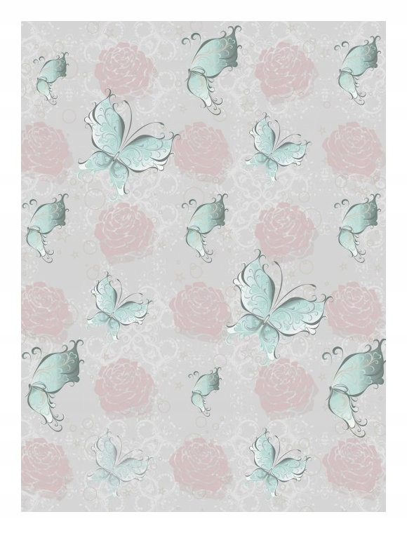 Fototapeta Ruže Motýle Pastelový vinylový vzor 184x254 lepidlo
