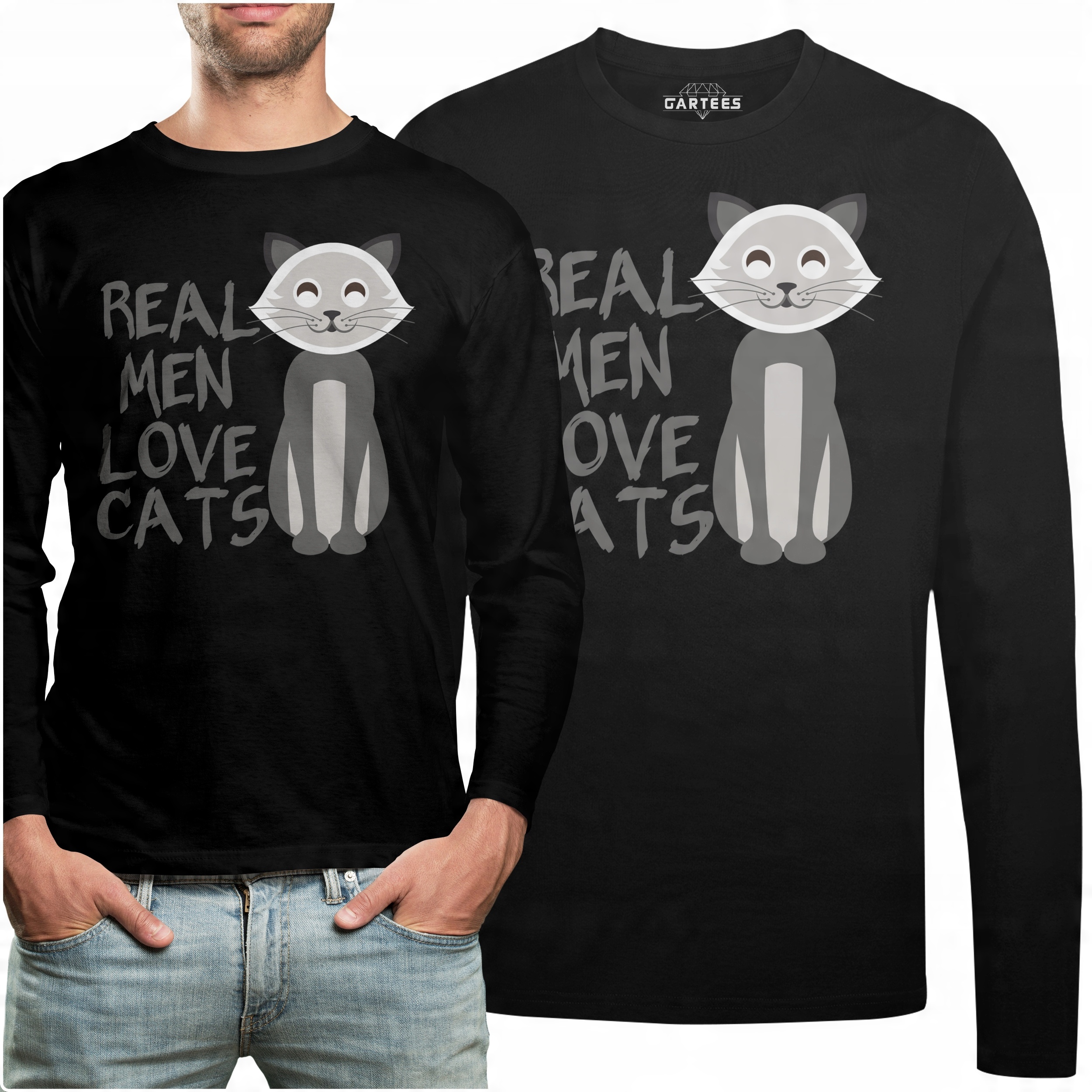 

Koszulka Long Napis Real Men Love Cats Prezent