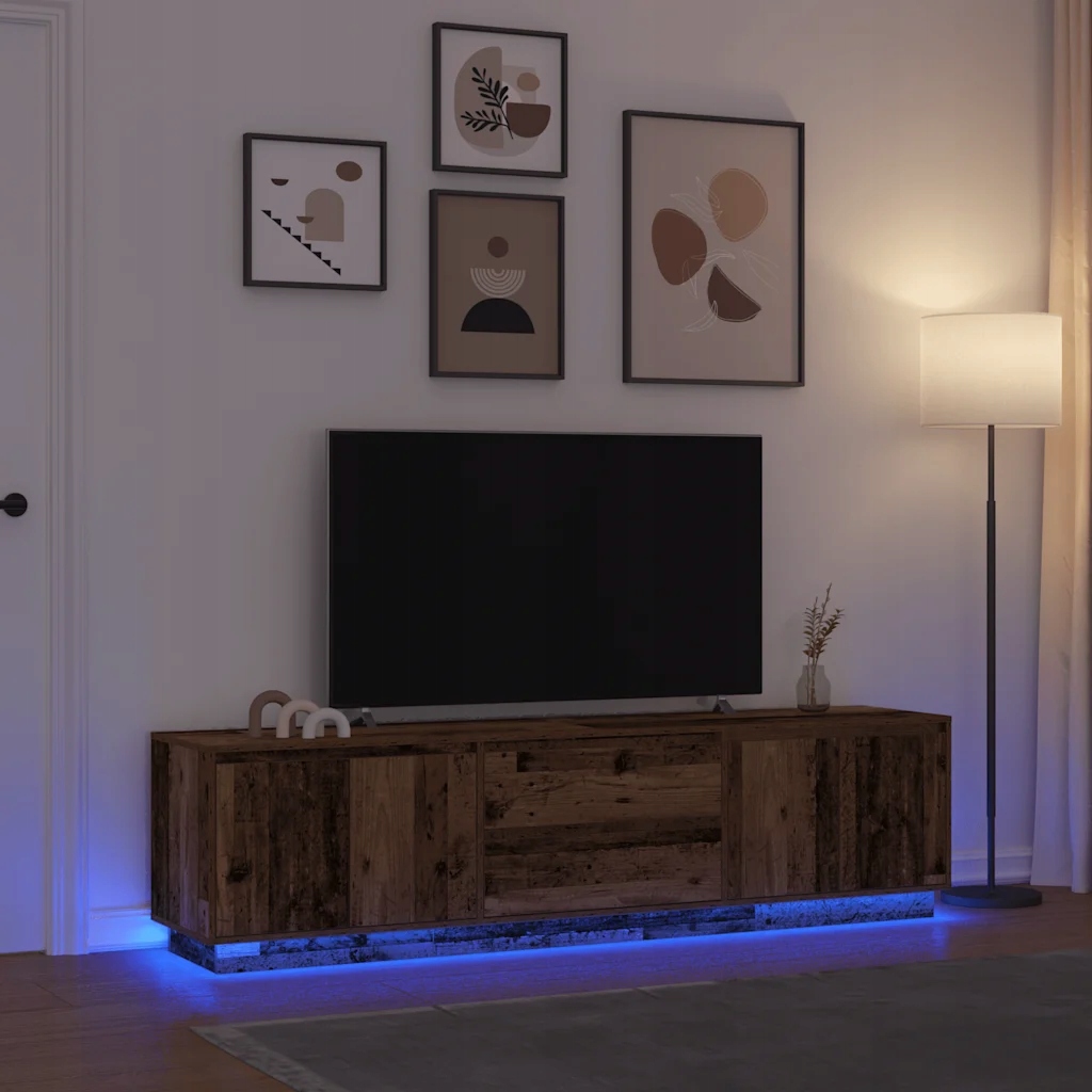 vidaXL Szafka Rtv z oświetleniem Led Stare drewno 193,5x41x50 cm