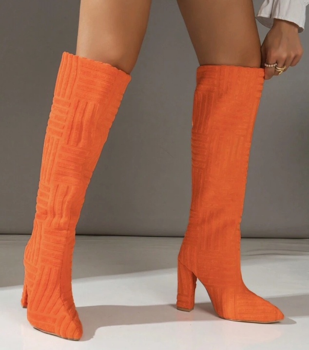 DAMSKIE KOZAKI POMARAŃCZOWE NA OBCASIE 39 ŁJA Oryginalne opakowanie producenta brak