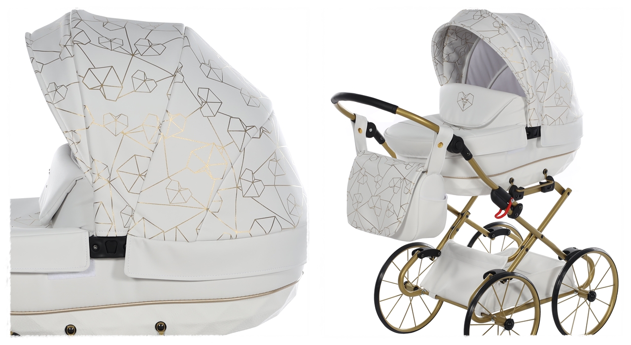 wózek lalkowy retro TAKO eko skóra Junama Heart Mini na prezent Materiał metal tkanina