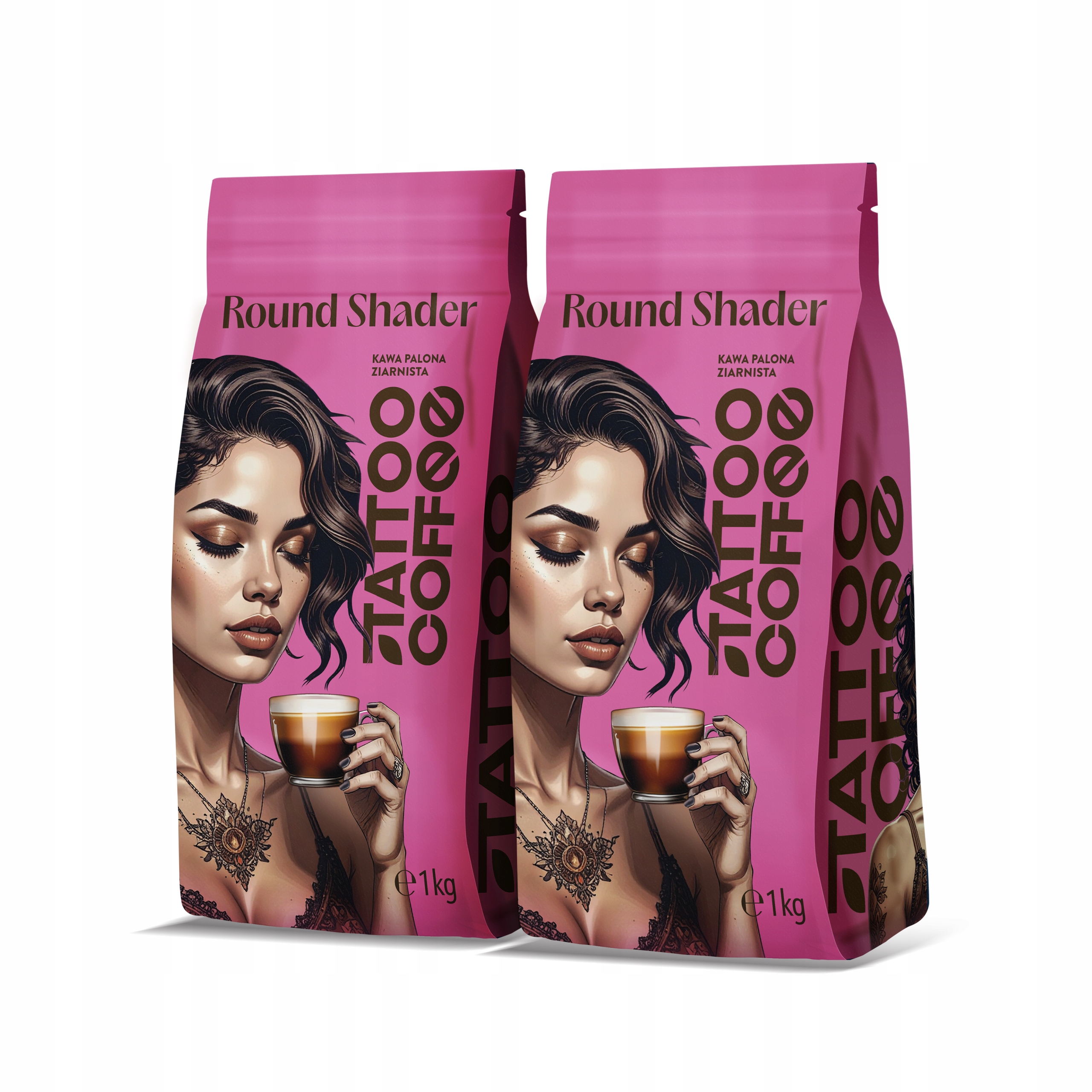 Kawa ziarnista 1kg x2 zestaw Tattoo Coffee Round Shader blend do ekspresu