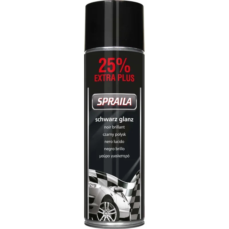 Lakier akrylowy czarny połysk 500ml Spraila