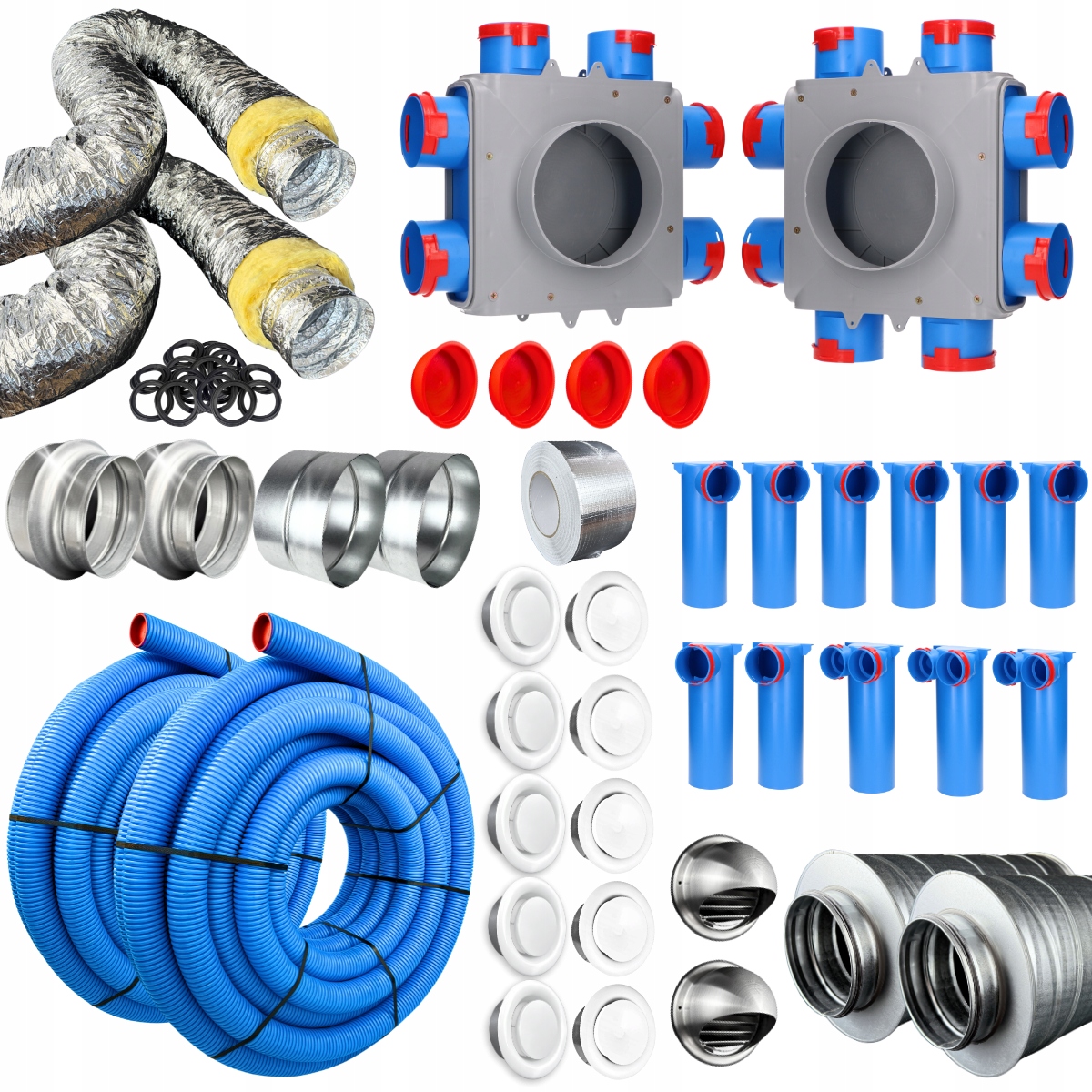 Sada Pro Rekuperaci fi90 kanálů, expanzních boxů, rozvodů, tlumičů