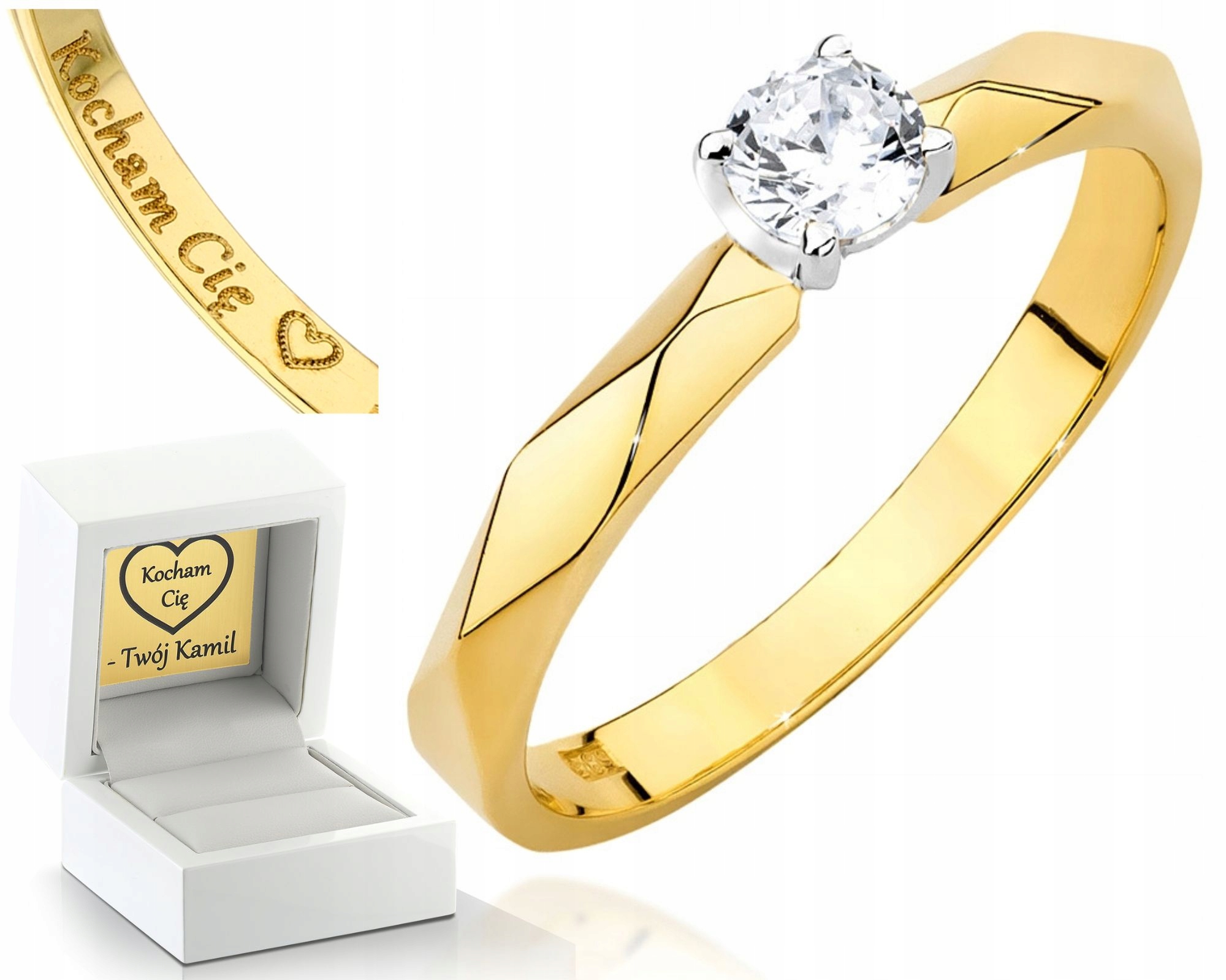 Zlatý Prstýnek S Briliantem Gravírování Zlato Jako Dárek