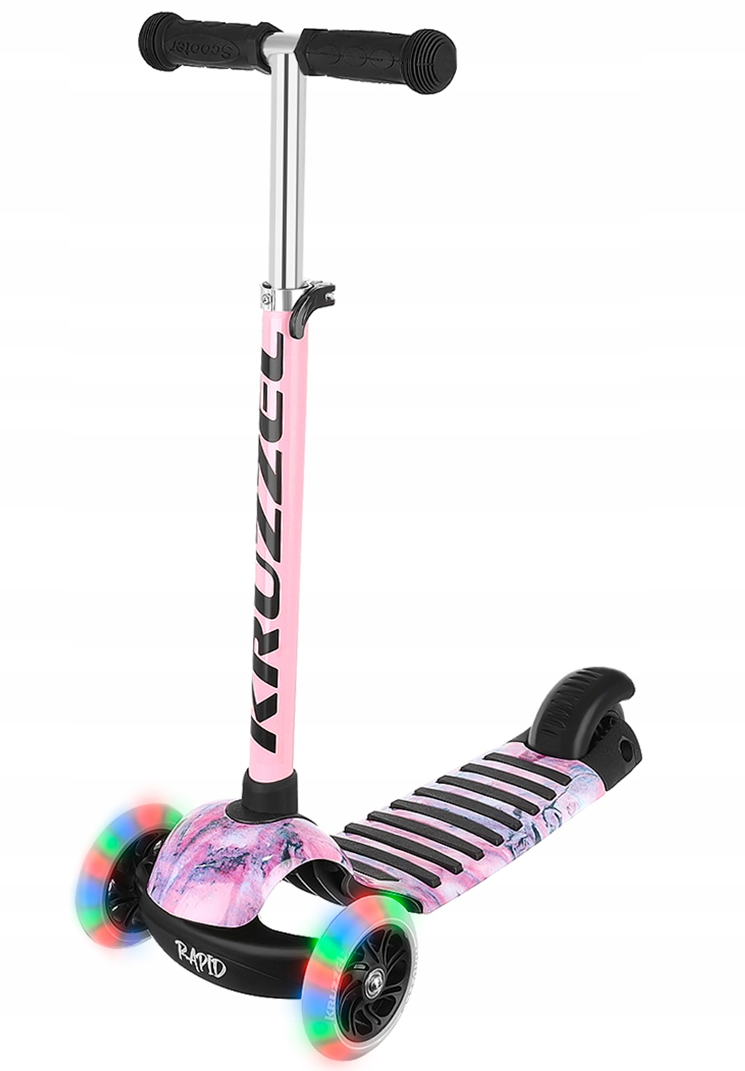 HULAJNOGA TRÓJKOŁOWA BALANSOWA DLA DZIECI ŚWIECĄCE LED GUMOWE KOŁA RÓŻOWA Marka Kruzzel