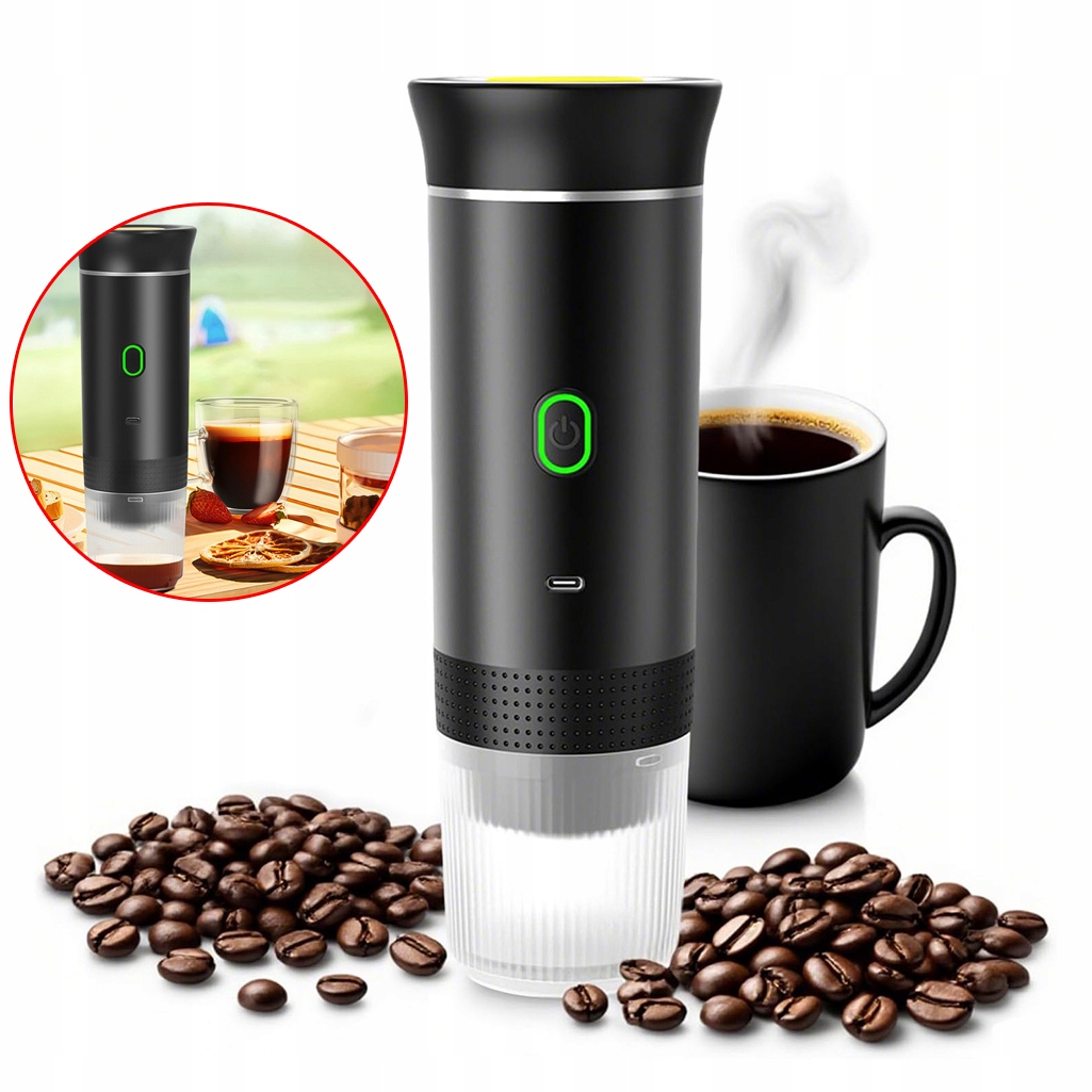 Przenośny Ekspres Do Kawy Kapsułki Mielona Na Wyjazd Samochód Podróż Usb