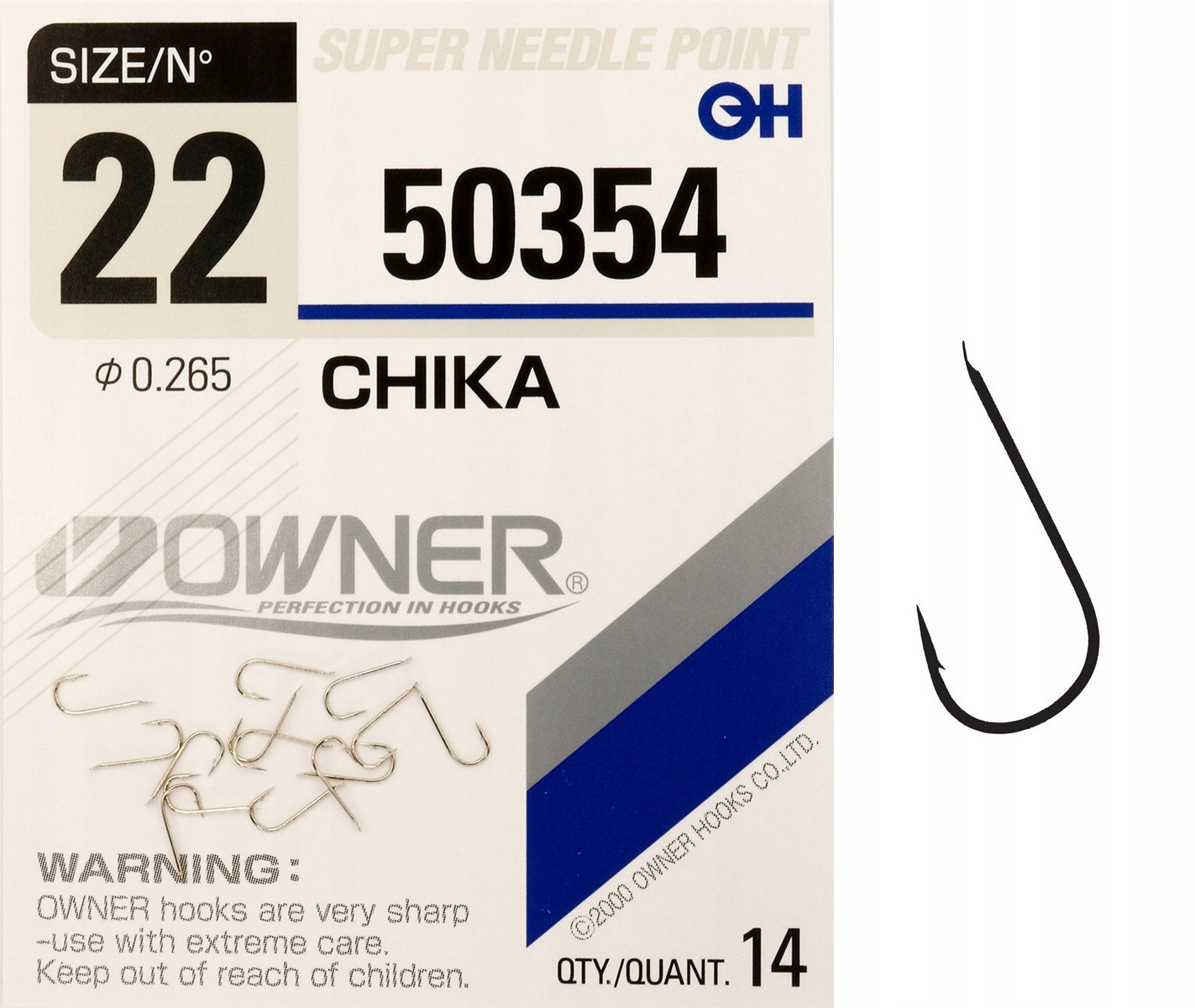 Haczyki z łopatką Owner Chika srebrny nikiel r. 22