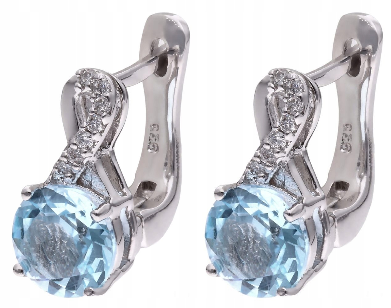 Stříbrné náušnice Ag 925 modrý topaz s diamantem CVD-3441-E-BT