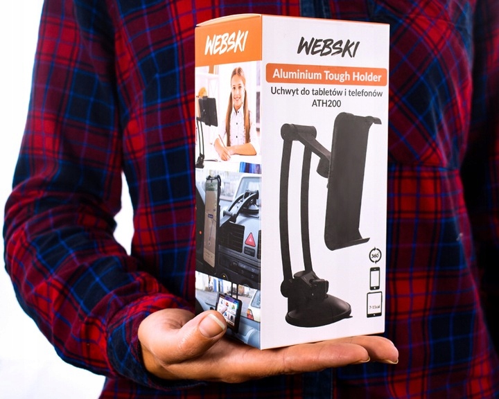 SAMOCHODOWY UCHWYT NA TABLET DO KOKPITU SZYBY Waga produktu z opakowaniem jednostkowym 0.3 kg